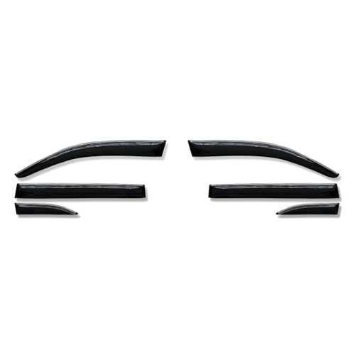 Side Window Visor 6 Piece Set for Toyota Highlander 2014 2015 2016 2017 2018 2019 Safe RAIN Out-Channel Guard Deflector Window Deflectors Vent (for Highlander 14-19 6-Piece Set Chrome)