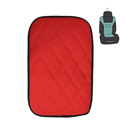FH Group Ultra Luxe Faux Leather Diamond Pattern Center Console Armrest Cushion, Luxury Seat Box Cover Protector for Most Cars, Trucks, and SUVs (RED) w. Gift - color: Red, size: Faux Leather