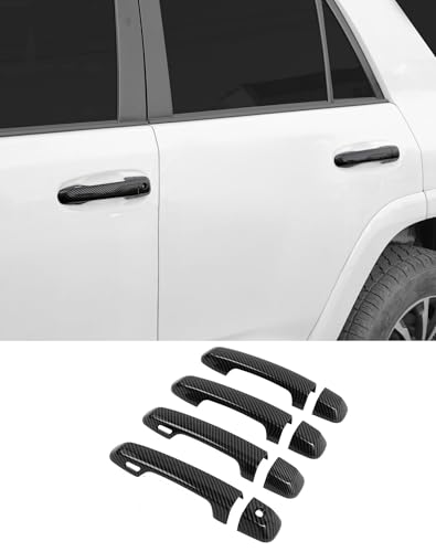 8PCS Door Handle Cover Trim with Smart Key Holes for Toyota 4Runner 4WD 2010-2023 2024 Car Accessories Exterior Door Handles (Carbon Fibre) - color: Carbon Fibre
