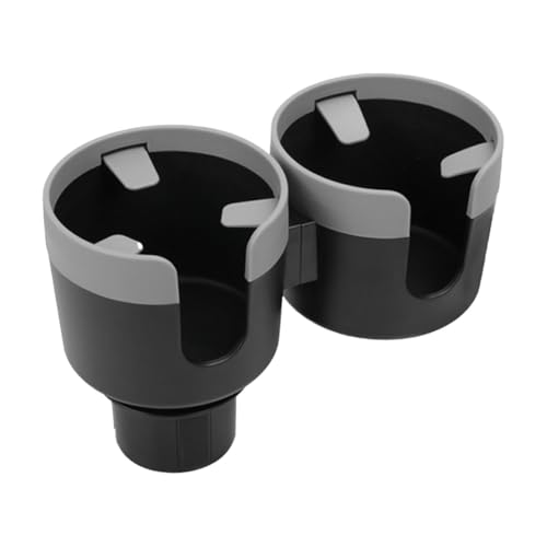 Car Double Cup Holder Extender, 2-in-1 Car Cup Holder Adapter with Adjustable Base, Universal Multifunctional Cup Holder Organizer for Beverage, Snack, Cup, Bottle Storage (Grey) - color: Grey