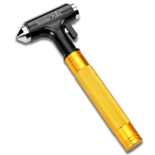 Premium Car Glass Breaker with Seat Belt Cutter - Automotive Safety Hammer - Emergecy Escape Tool, Car Autoaccessory Metal Window Hammer, Vehicle Hard Aluminium Alloy Head Design(Yellow) - color: Yellow