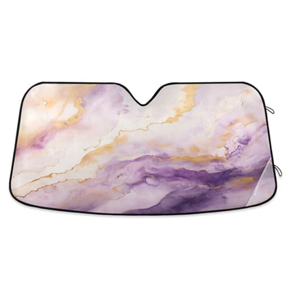 Windshield Sun Shade Purple Gold Marble Front Window Block UV Shades Visor Reflective Retractable for Car SUV Trucks - color: F020