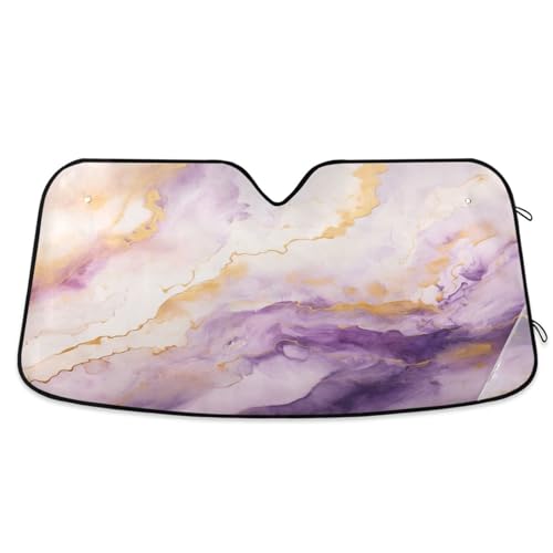 Windshield Sun Shade Purple Gold Marble Front Window Block UV Shades Visor Reflective Retractable for Car SUV Trucks - color: F020