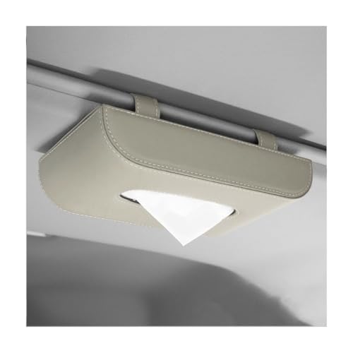 Car Tissue Holder, Rectangular Leather Sun Visor Napkin Case with Tissue Refill, Universal Mask Dispenser Hanging Paper Towel Organizer for Most Vehicles, Car Accessories (Beige) - color: Beige