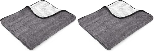The Rag Company Gauntlet Car Drying Towel - 70/30 Korean Microfiber, Dries Faster Without Scratching, 900gsm, 30x36 inches, Ice Grey/Grey, Pack of 2 - size: 30in x 36in (Pack of 2)
