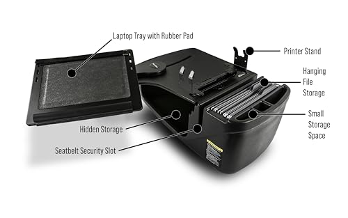 AutoExec Reach Car Desk for Your Vehicle Workstation and Mobile Office, Front Seat, Black with Printer Stand - color: Black, style: Printer Stand