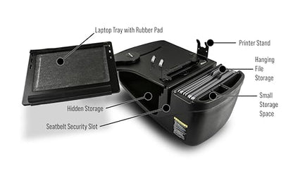AutoExec Reach Car Desk for Your Vehicle Workstation and Mobile Office, Front Seat, Black with Printer Stand - color: Black, style: Printer Stand
