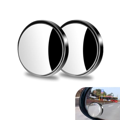 2 PCS Car Blind Spot Mirror, HD 360-degree Adjustable Angle Auxiliary Parts, Self-adhesive Wide-angle Small Round Mirror with Anti-collision Frame, for Most Cars Trucks (Black)