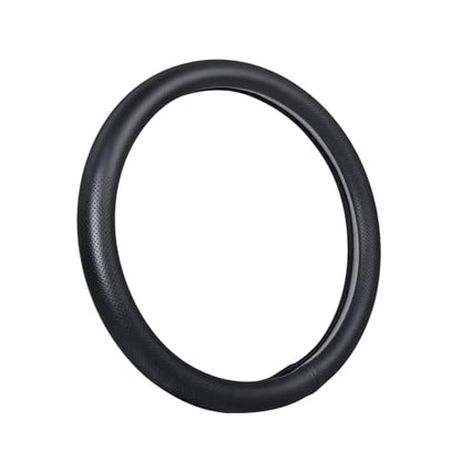 Car Steering Wheel Cover,Universal 15 Inch Premium Leather Car Steering Wheel Cover,Best Grip,Perforated Design,Breathable,Non-Slip,Sweat-Absorbent,Warm in Winter and Cool in Summer (Black) - color: Black