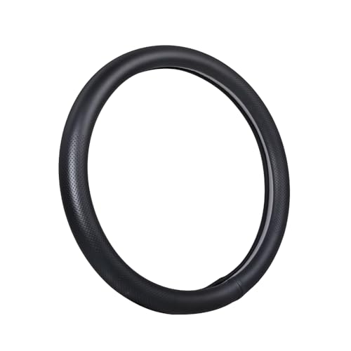 Car Steering Wheel Cover,Universal 15 Inch Premium Leather Car Steering Wheel Cover,Best Grip,Perforated Design,Breathable,Non-Slip,Sweat-Absorbent,Warm in Winter and Cool in Summer (Black) - color: Black