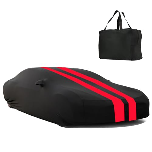 Indoor Car Cover Compatible with 1997–2004 C5 Corvette Custom-fit Breathable Dust-Proof Stretch Car Cover for Underground Garage, Car Show（Black+Red） - size: C5