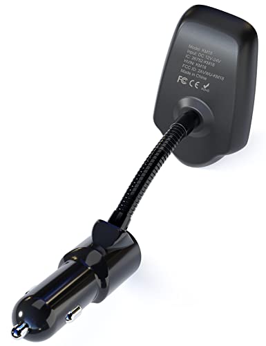 Nulaxy Bluetooth Car FM Transmitter Audio Adapter Receiver Wireless Handsfree Voltmeter Car Kit TF Card AUX 1.44 Display - KM18 Black Matte - color: Black Matte