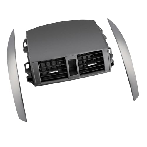Center A/C Dash Air Vent, Compatible with 2008-2013 Corolla, w/Cover Strips Trim Left+Right Pair (Gray), Upper Dashboard Trim Cover Outlet Grille Panel, Replaces# 55663-02060 55436-02330 55435-02370 - color: NO Clock, size: Air Vent & Cover Strips Trim