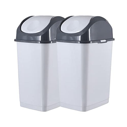 Superio Kitchen Trash Can with Swing Top Lid 9 Gallon Slim Waste Bin 37 Qt Sturdy Plastic Garbage Can Medium Recycling Bin for Office, Bathroom, Under Counter, Dorm, Bedroom (Smoke White/Grey, 2) - size: 9 Gallon, style: 2 Pack