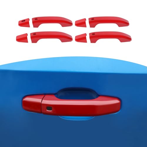 RT-TCZ for Silverado Door Handle Cover Trim Fit for Chevy Tahoe 2021+ Suburban 2020+ Silverado 2019+ for GMC Yukon 2021+ Sierra 2019+ Red Exterior Accessories 4pcs - color: Red