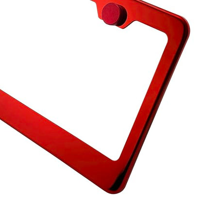 T304 Stainless Steel License Plate Frame – 8K Mirror Polish Finish, Rust-Resistant, Slim Design, Universal Fit, Includes Screw Caps, Washers & Stainless Steel Screws (Candy Red) - color: Candy Red