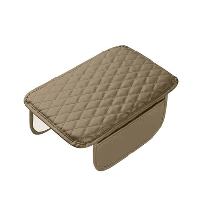 Upgraded Car Middle Center Console Cover with 2 Storage, Universal Microfiber Leather Car Armrest Cover Cushion Universal Vehicle Middle Console Cover, Most Vehicle, SUV, Truck. (Beige) - color: Beige