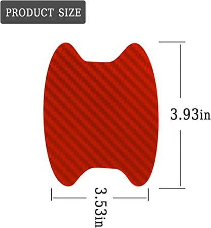 XINLIYA 4PCS Universal Carbon Fiber Door Handle Protector Sticker, Anti-Scratches Auto Protective Film, Side Paint Cover Guard Fit for Most Car Handles (Red) - color: Red