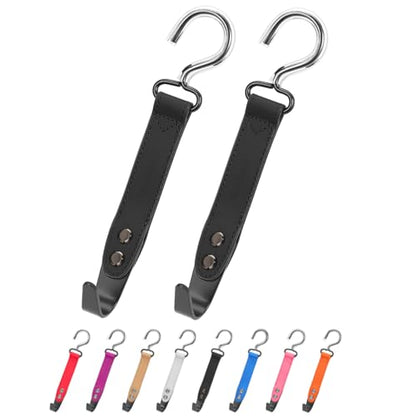 Car Hooks,Car Purse Hook,Car Headrest Hook 2 Pack Leather Headrest Hooks for car Accessories,SUS304 Car Bag Hooks(Black) - color: Black