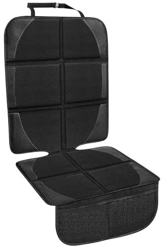 Car Seat Protector for Child and Baby Car Seats, Premium Fabric Waterproof Cover with Non-Slip Backing, Thick Padding, and Storage Pockets - Universal Size for Baby, Pet, and Vehicle Protection