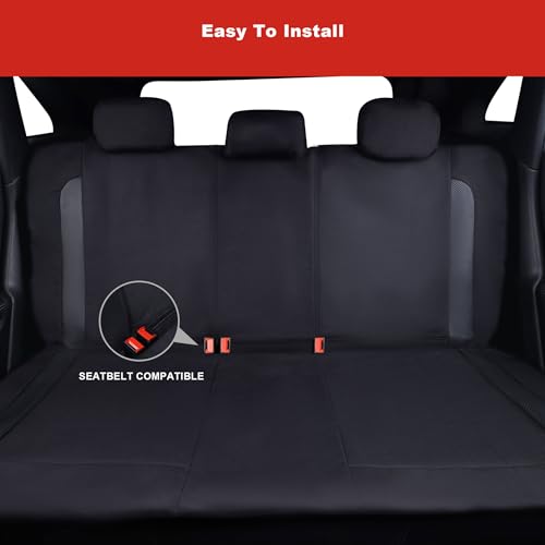 Flying Banner AquaShield Rear Bench car seat Covers Waterproof Water Resistant arm Rest Shoulder Seatbelt Compatible Truck Protectors Universal Non Slip (Black Black, Bench Cover Large Size) - color: Black Black, size: Rear Bench Large