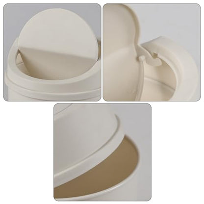 0.5 Gallon Plastic Mini Desktop Trash Can, Tiny Waste Bin with Swing-Top Lid, White - color: white
