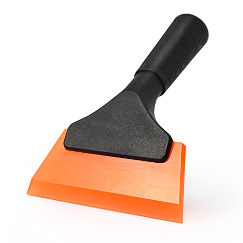 EHDIS Small Squeegee 5 inch Rubber Window Tint Windshield Scraper for Car,Glass, Mirror, Shower, Door,Bathroom Cleaning(Orange) - color: Orange