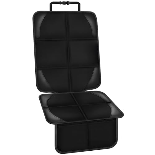 Car Seat Protector Covers - for Child Carseat mat 600d Fabric Waterproof Non Slip Thickest Padding with Storage Pockets Cushion Protectors Large Size Prevent Dirt Scratches (Black 1) - color: Basic Black 1PCS