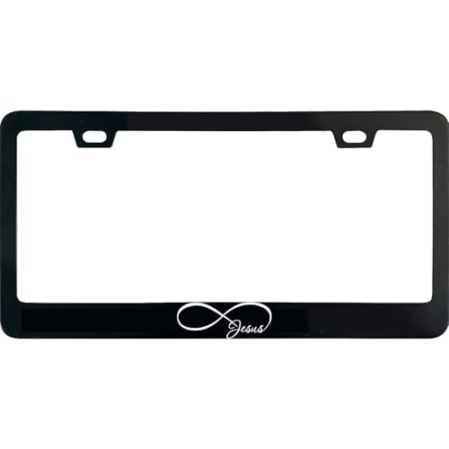 Infinity Jesus License Plate Frame, 12 X 6 Inch Black Stainless Steel Car Accessories for Women/Men, with 2 Holes & Screws - color: Infinity Jesus