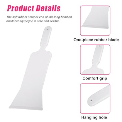 Dickno Bulldozer Squeegee, Long Handle Flat Glass Bulldozer Tint Tools, Scrubber Paddle Squeegee for Car Front Rear Windows Cleaning, Vinyl Wrap and Snow Frost Ice Removal Tool (White) - color: White