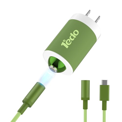 Magnetic for iPhone Charger, 1°edo GaN 65W Fast USB C Charger Block, PD 3.0 QC 4.0 Foldable Magnetic Fast Charger with 6FT Cable for iPhone 17/16 and More Series, Samsung Galaxy, iPad erc (Green) - color: Green