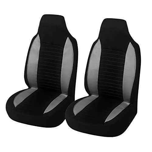Car Front Seat Covers, Bucket One-Piece Auto Front Seat Protectors, 2PCS Premium Breathable Vehicle Seat Cushions Airbag Compatible, Car Accessories Universal for SUVs, Trucks, Car (Gray) - color: Gray