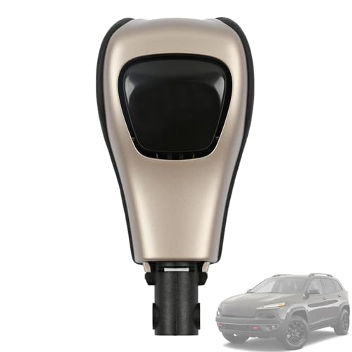 Gear Shift Knob Handle with Button 5YD261X9AB Fit for Jeep Cherokee Latitude/Limited/Trailhawk/Sport/North 2014-2019 Gear Shifter Lever Selector（Champagne Gold） 5YD291X9AA 68253072AA - color: Champagne Gold