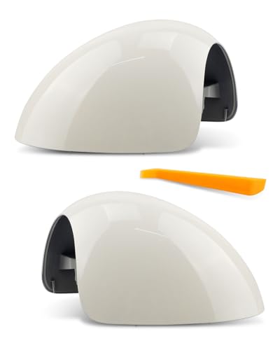 Left Right Side Mirror Caps Rearview Mirror Cover Cap Glossy White Pair Fit for Mini R55 R56 R57 R58 R59 R60 R61 2007-2016 Manual Folding Mirrors Only Replace 51162754913, 51162754914 - size: Glossy White