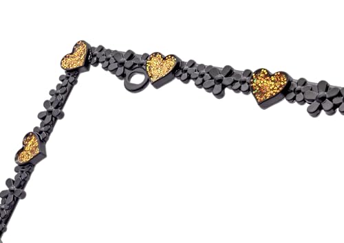 Creathome 3D Shining Daisy Heart License Plate Frame from Pure Zinc Alloy Metal Perfect Plate Holder, Matt Black with Gold Glitter, Luminously Heart - color: Matt Black with Gold Glitter, Luminously Heart