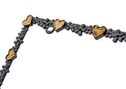 Creathome 3D Shining Daisy Heart License Plate Frame from Pure Zinc Alloy Metal Perfect Plate Holder, Matt Black with Gold Glitter, Luminously Heart - color: Matt Black with Gold Glitter, Luminously Heart
