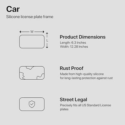 Rightcar Solutions Car Plate Frame, Silicone License Plate Frame, Rust-Proof Rattle-Proof Weather-Proof License Plate Holder for Front or Rear, Grey, 1 Pack - color: Grey