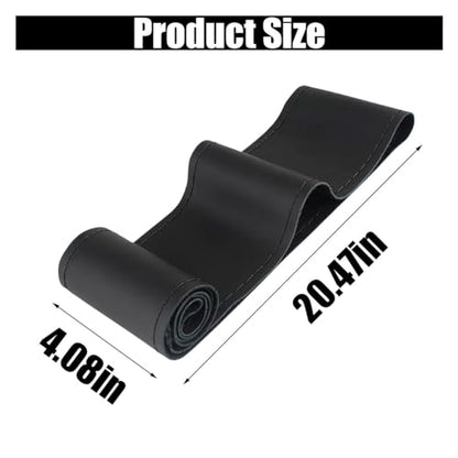 Car Genuine Leather Steering Wheel Cover, DIY Sewing with Needle and Thread, Breathable, and Anti-Slip, Universal 15 Inch Car Steering Wheel Stitching Wrap (Black, Glossy) - color: Black, size: Glossy