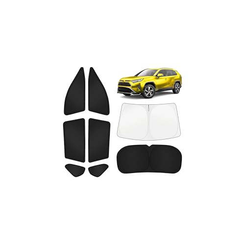 KUST Car Window Shades for Toyota RAV4 2019-2025 Windshield Sun Shade Side Window Cover UV Block Privacy Protection Rav 4 Accessories for Camping Blackout Rear Back Full Set 8PCS - size: FOR | Toyota RAV4 2019-2025