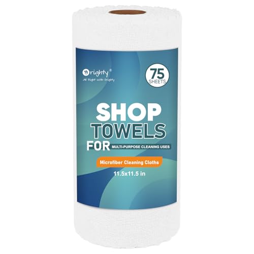 Orighty Microfiber Cleaning Cloths, 75 Sheets Shop Towels, Reusable Paper Towels Shop Rags, Washable Microfiber Towel Roll Cleaning Rags for Cars, House, Kitchen, 11.5’’ x 11.5’’, White - color: White, size: 75 Pack