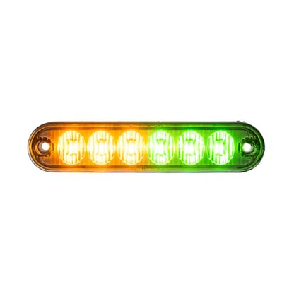 Strobes N More E6 Slim 6-LED Ultra-Thin Strobe Warning Light - 21 Flash Patterns, Synchronizable, Waterproof Primary Warning Lighthead - Amber/Green - color: Amber/Green