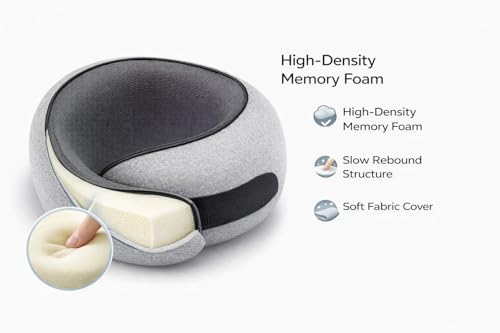 Neck Pillow, Memory Foam Travel Neck Pillow, All-Around Comfort & Reliable Support for Night Flights, Plane, Car and Home, Thoughtful Travel Gift
