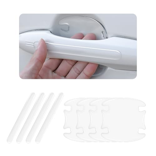 8PCS Car Door Handle Protector Clear,Anti-Scratch Car Door Handle Scratch Protector Stylish Cars Decorations,Self-Adhesive Universal Cars Handles Protectors for Most Vehicles - color: White