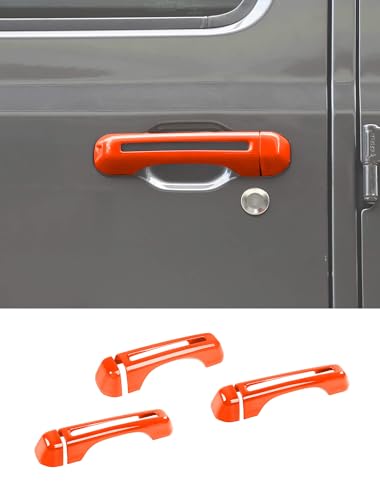 Savadicar 3-Piece Orange Door Handle Cover Trim Kit for Jeep Wrangler JL JLU 4xe & Gladiator JT 2018-Present – Exterior Handle Cap Accent Accessories - color: Orange, size: Front & Tailgate, style: Hollow