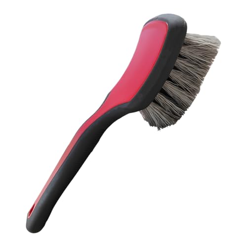 Tire & Wheel Brush for Car Rims - Short Handle Stiff Bristle Auto Detailing Scrub Brush | No Scratch Car Wash Brush Cleaning Tool for Tires, Wheels, Rims, Floor Mats, Carpet, Cars, Home (Red) - color: Red