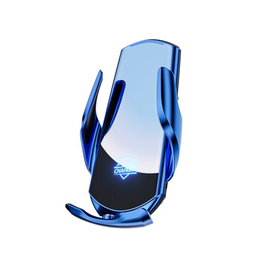 15W Fast Charge Auto-Clamping Wireless Car Charger Mount – Qi Wireless Charging, Adjustable Phone Holder, Air Vent & Dashboard Compatible, Compatible with iPhone & Android (Blue) - color: Blue