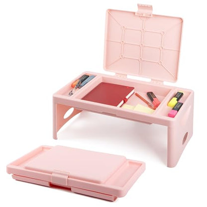 Loddie Doddie Folding Lap Desk - Blush, Plastic & Steel - Sturdy Car Seat Tray for Kids Travel - Lap Desk with Storage Pocket & Accessory Trays - Fits Most Laptops as Laptop Bed Table - color: Blush