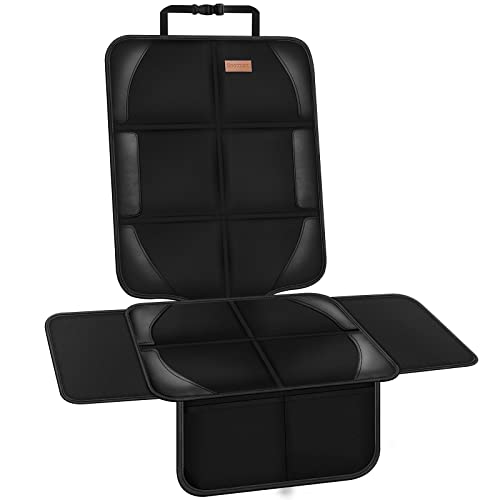 Car Seat Protector Covers - for Child Carseat mat 600d Fabric Waterproof Non Slip Thickest Padding with Storage Pockets Cushion Protectors Large Size Prevent Dirt Scratches Black 1 - color: Black