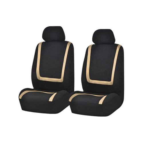 Zpana Front Car Seat Covers, Split Non-Slip Vehicle Front Seat Protector, Durable Comfortable Automotive Interior Chair Protective Cover, Universal for SUV Automobile Truck (Black/Beige) - color: Black/Beige, size: Front Seat
