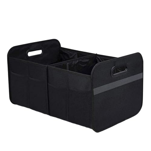 Car Trunk Organizer, Collapsible Multi-Compartment Auto Storage Box with 4 Pockets, Waterproof Oxford Fabric Car Trunk Container Accessories for Sedan SUV Truck (Black) - color: Black